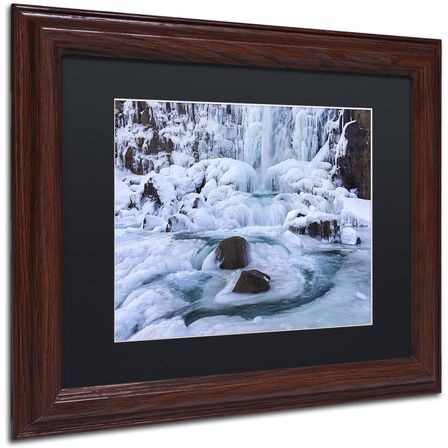 Trademark Fine Art "Frosty Falls" Canvas Art by Michael Blanchette Photography Black Matte, Wood Frame