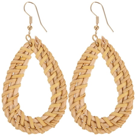 Rattan earrings 1 Pair Rattan Woven Earrings Beach Earrings Bohemian Earrings Dangle Earrings