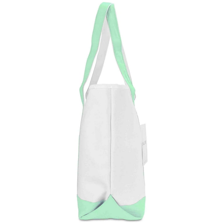 18 Stylish Canvas Zippered Tote Bag w/Zipper Front Pocket Pool Beach  Shopping Travel Tote Bag Eco-Friendly (1, Royal)