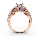 thumbnail image 2 of Anillo de compromiso de lujo con zafiro incrustado con diamantes Europa y Estados Unidos Anillo de flores de 14 quilates, 2 of 5