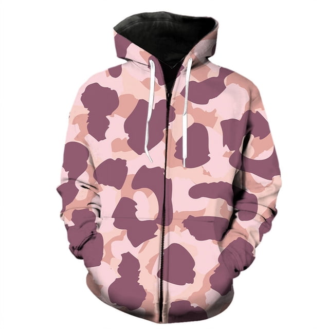 Sudadera con capucha y cremallera de leopardo con estampado 3D para hombre, estilo Harajuku, de manga larga, estilo urbano, holgada, para primavera