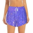 thumbnail image 2 of Daiia Purple Glitter Pattern Women's 2 in 1 Running Shorts - Lightweight Athletic Workout Gym Yoga Shorts Liner with Phone Pockets-Small, 2 of 7