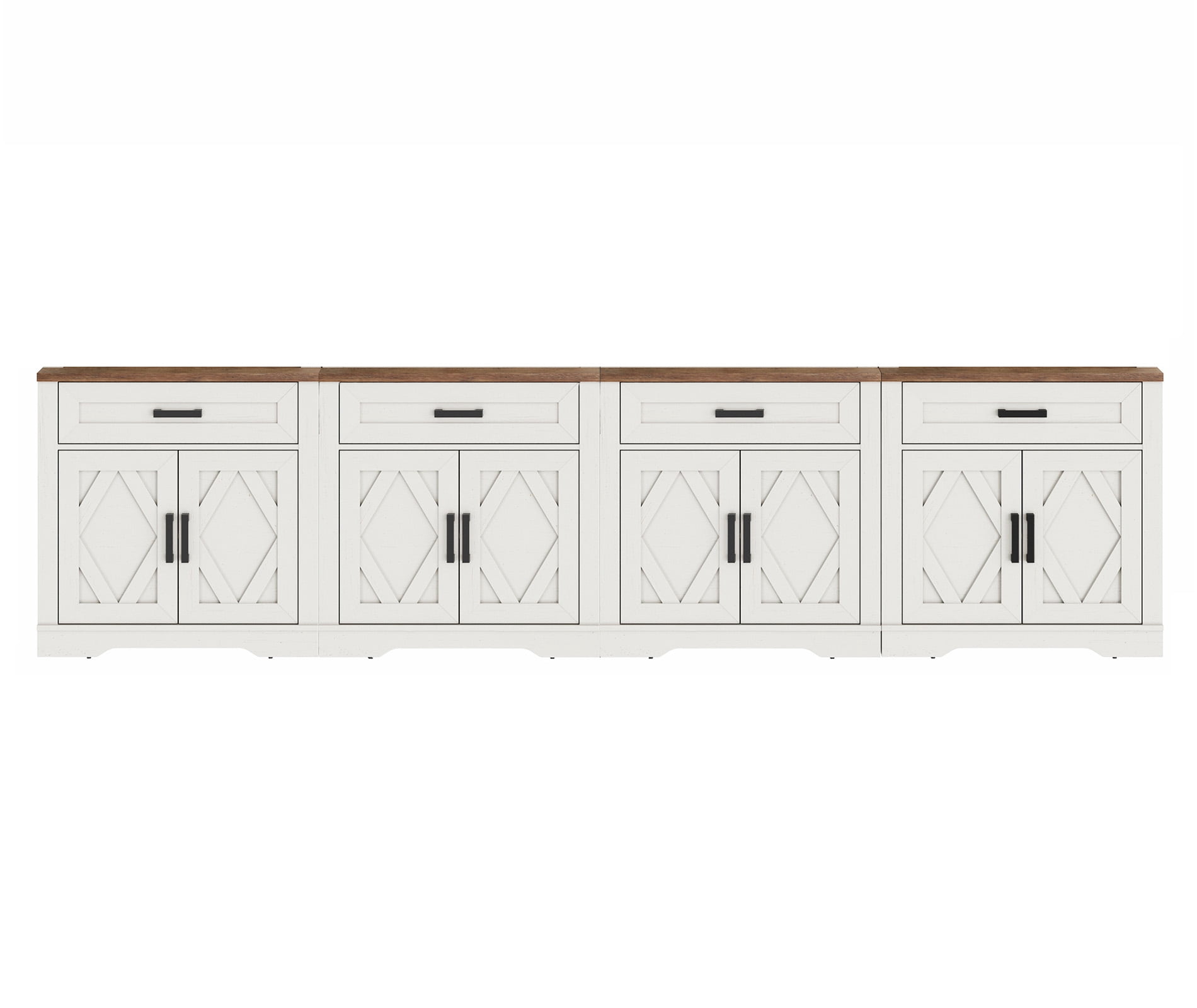 WAMPAT 126"W Large TV Stand,4-in-1 Farmhouse Entertainment Center with Storage Barn Door Cabinet,TV Console Table with Media Cabinet and Drawers for Living Room,Bedroom,Cream White
