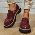 thumbnail image 4 of Busydd Loafers for Women Trendy Chunky Heel Slip on Shoes Women Casual Comfortable Solid Color Leather Women Footwear 6, 4 of 9