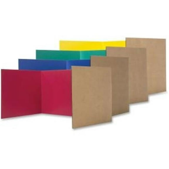 12 x 48 in. Tri - Fold Study Carrel - Assorted Color, Pack of 24