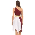 thumbnail image 3 of MSemis Women's One Shoulder Color Block Lyrical Worship Praise Dance Dress Burgundy L, 3 of 5