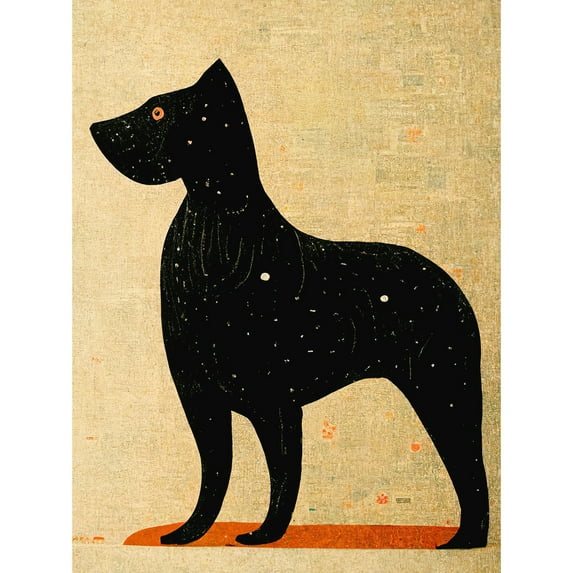 Surreal Black Terrier Dog Painting Unframed Wall Art Print Poster Home Decor
