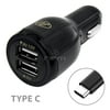 Saygus V2 Accessory Kit, 2 in 1 Rapid Charge DUAL USB Car Charger 4.3 AMP Adapter + 3 Feet TYPE C 2.0 USB Data Fast Charging Cable BLACK