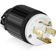 ENERLITES NEMA L14-30P Locking Plug Connector for Generator, Twist Lock Male Plug, 30 Amp, 125/250 Volt ,3 Pole, 4 Wire Grounding, Industrial Grade Heavy Duty, UL Listed, 66470-BK, Black