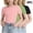 Black, variant on Girls T Shirt 3 Pack Ribbed Knit Short Sleeve Crew Neck Slim Fit Cropped Casual Soft Basic Teens Daily Wear Tee Tops White Size 14