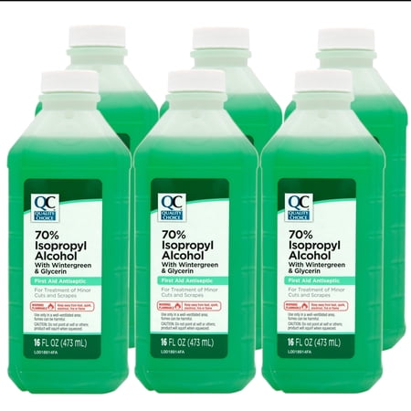 Quality Choice 70% Isopropyl Alcohol First Aid Antiseptic with Wintergreen & Glycerin, 16 FL OZ - 6 Pack