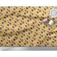 thumbnail image 3 of Soimoi Yellow Rayon Fabric Ranunculus & Chrysanthemum Floral Print Sewing Fabric Yard 42 Inch Wide, 3 of 3