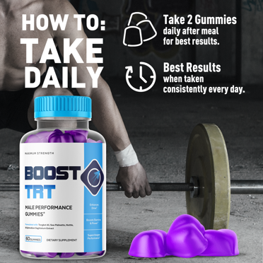 Boost TRT Gummies – Max Strength All Natural Testosterone Support – Apple Flavor – 1 Pack