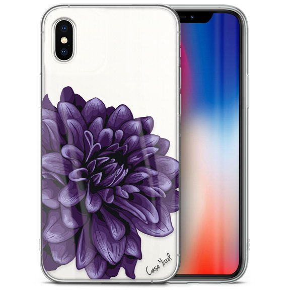 Case Yard iPhone-X Case Clear Soft & Flexible TPU Ultra Low Profile Slim Fit Thin Shockproof Transparent Bumper Protective Cover Drop Protective Cell Phone Cases (Dahlia)