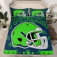 thumbnail image 2 of jejeloiu Green Football Helmet Bed Sheets,Boys Rugby Sport King Sheets For Kids 4-Piece, 2 of 7