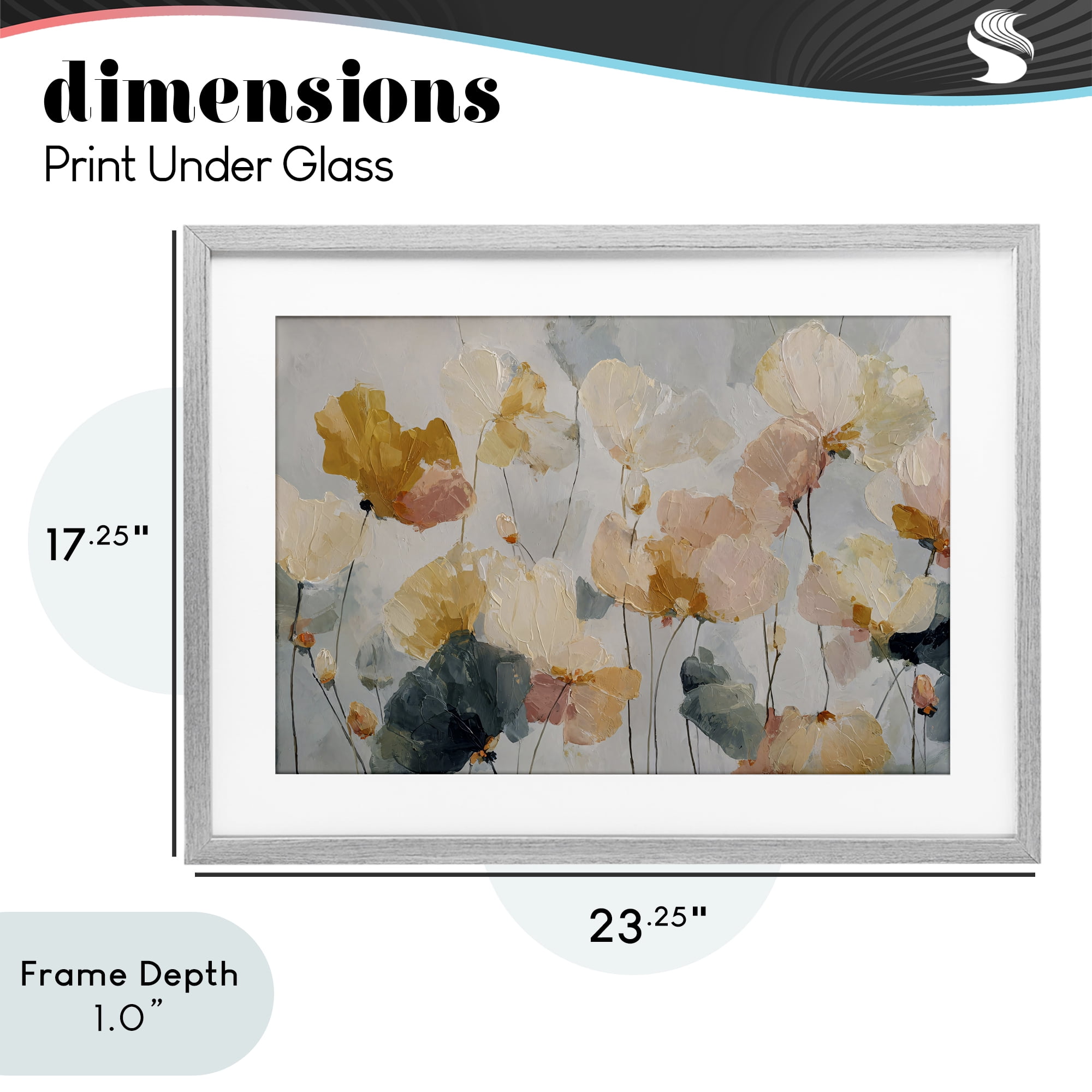 Stupell Industries Abstract Brushed Petals Gray Framed Print Under Glass, design by Jacky Ngan