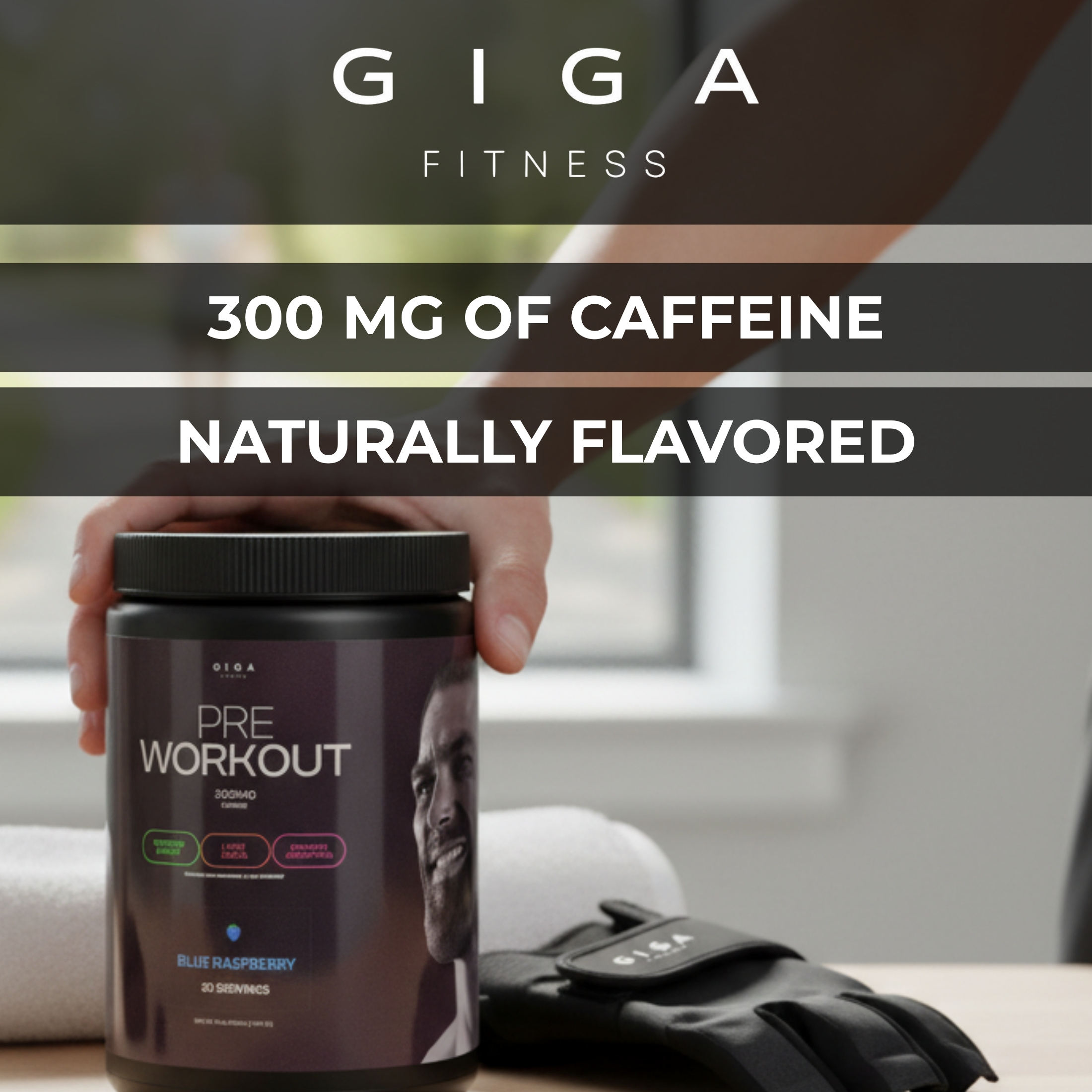 Giga Fitness Pre-Workout Powder, Energy & Focus with Alpha GPC, Blue Raspberry, 30 Servings