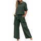 thumbnail image 1 of Conjunto informal de manga corta y cuello redondo para mujer: conjunto de camiseta corta y pantalón largo, 1 of 7