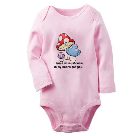 

iDzn® I Have So Mushroom In My Heart For You Funny Rompers Newborn Baby Unisex Bodysuits Infant Jumpsuits Toddler Kids Long Sleeve Oufits (Pink 0-6 Months)