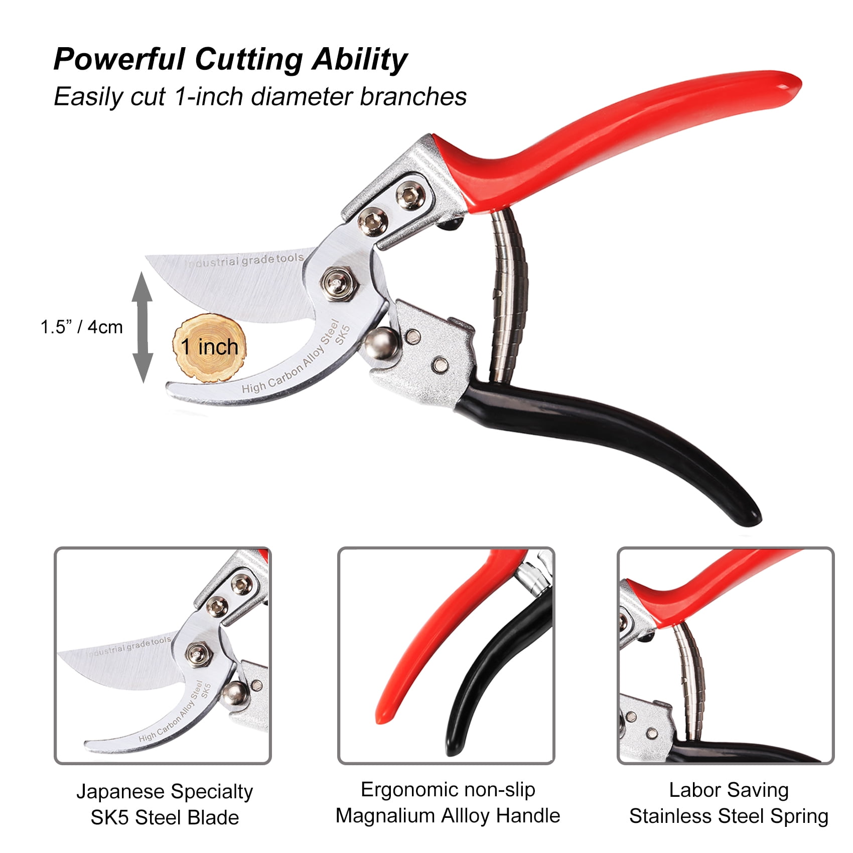 TONMA Pruning Shears [Made in Japan] 8" Bypass Hand Pruners, Garden Scissors Clippers, Plant Trimmers