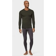 32 DEGREES Heat Mens Performance Thermal Baselayer Crewneck Long Sleeve Top, Rain Forest Heather, Large
