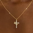 thumbnail image 3 of S925 1pc Elegant 18K Golden Plated Cross Pendant Necklace with Rotating Crown Design and Moissanite Diamonds for Women - Versatile Daily and Vacation Accessory, 3 of 5