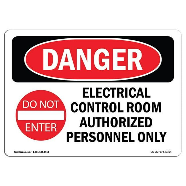 SignMission OS-DS-A-1014-L-1914 10 x 14 Po Signe de Danger OSHA - Salle de Commande Électrique