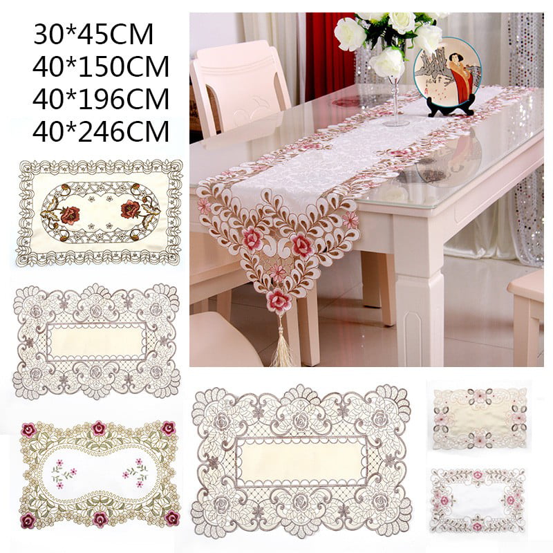 New Floral Table Runner Hollow Cutwork Cloth Handmade Wedding Party Home Decor 