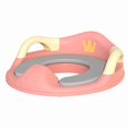 thumbnail image 1 of Asiento de entrenamiento para ir al baño para niños, cojín suave de PU, a prueba de salpicaduras, base estable, asiento de inodoro antideslizante con asas, color rosa, 1 of 12