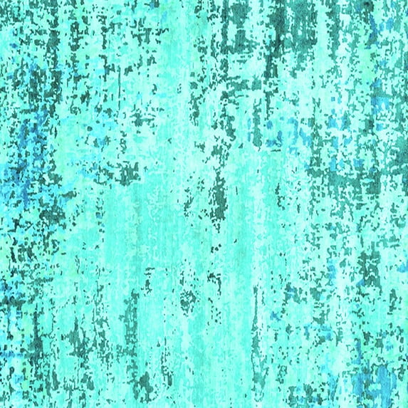 Ahgly Company Indoor Square Oriental Turquoise Blue Industrial Area Rugs, 8' Square