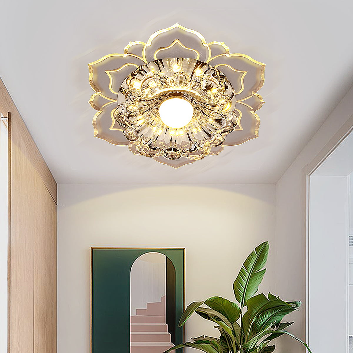 Modern Crystal LED Ceiling Recessed Light Chandeliers Wall Hallway Corridor Lamp 