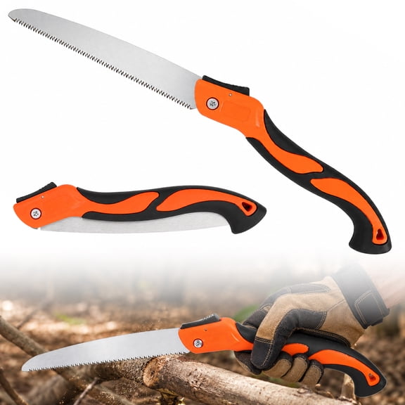 XALMERIQ 10-Inch Folding Hand Saw, Heavy-Duty Pruning Saw with SK5 Curved Blade, Triple-Cut Razor Teeth for Camping, Tree Trimming, and Wood Cutting