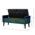 thumbnail image 4 of Dazone Armed Indoor Storage Bench With 2 Round Pillows, 47 inches Ottoman with Storage, Velvet Bench Safety Hinge Ottoman Armrest, Large Storage Bench,for Bedroom, Living Room, Porch, Dark Blue, 4 of 9