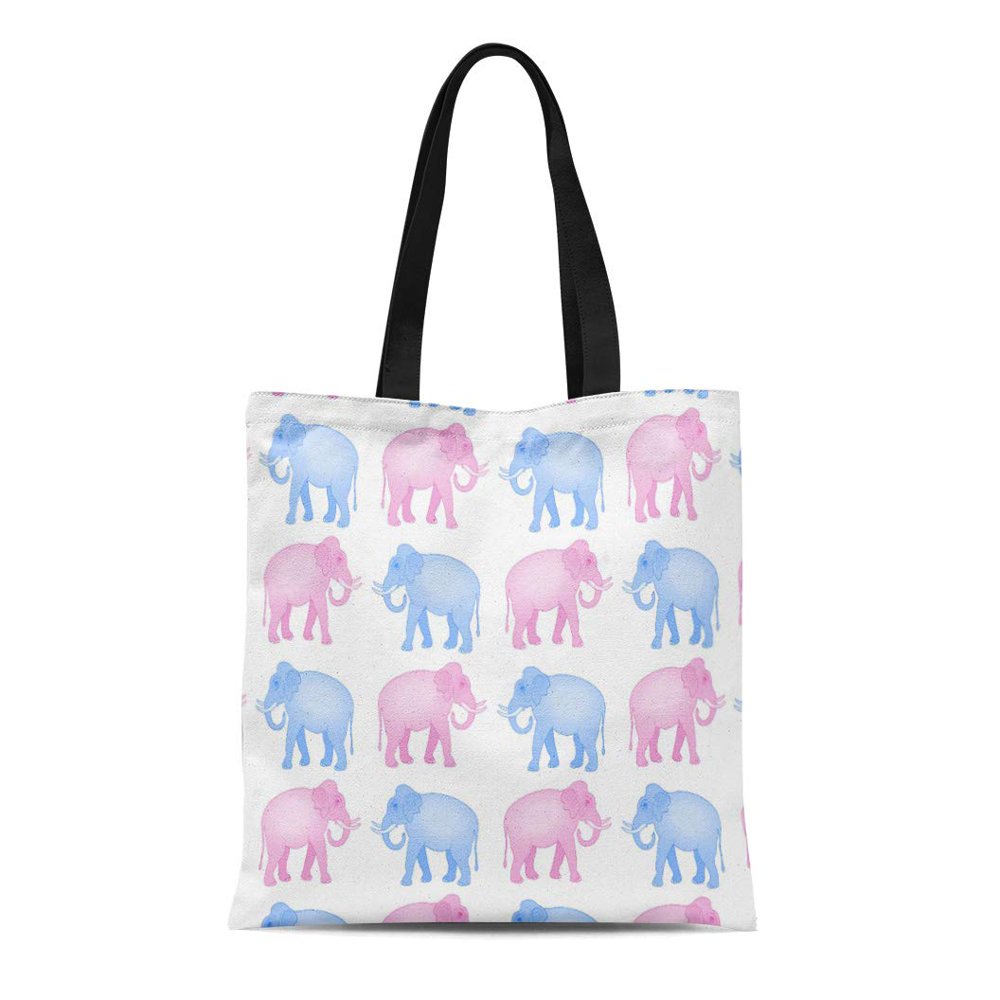 ASHLEIGH Canvas Tote Bag Elephant Pink and Blue Gender Reveal Baby