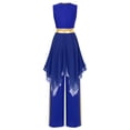 thumbnail image 3 of Haitryli Womens Praise Dance Outfit Asymmetric Hem Overlay Dress with Pants Worship Liturgical Royal Blue L, 3 of 8