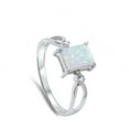 thumbnail image 4 of CHOOSE YOUR COLOR Princess Cut White Simulated Opal Clear CZ Ring .925 Sterling Silver Band Female Size 4, 4 of 4