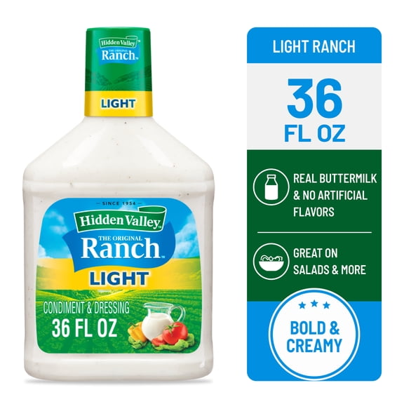 Hidden Valley Light Ranch Dressing & Condiment, 36 fl oz Squeeze Bottle