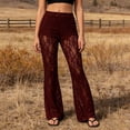 thumbnail image 4 of REDARER Womens High Waist Lace Flare Pants Sheer See-Through Casual Party Trousers,L, 4 of 6
