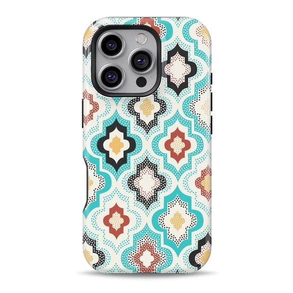 DesignSkinz Scratch-Resistant Hard Slim Case Compatible with iPhone 16 (Compatible with MagSafe) - Dotted Moroccan pattern