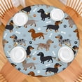 thumbnail image 2 of Cute Dachshund and Dog Footprint Round Fitted Tablecloth with Elastic Edge,Dining Table Cover Waterproof,Outdoor Round Tablecloth for Camping,Dining,Indoor and Outdoor, 2 of 7