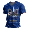 thumbnail image 2 of Men's Vintage 911 Memorial Never Forget American Flag Honor Faith Hope V Tshirt Royal Blue,L, 2 of 5