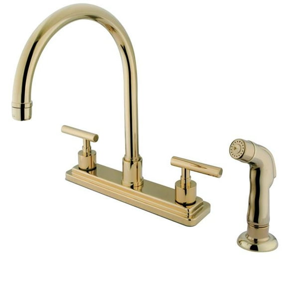 Kingston Brass KS8792CML 2.5 in. Manhattan Centerset Kitchen Faucet&#44; Polished Brass