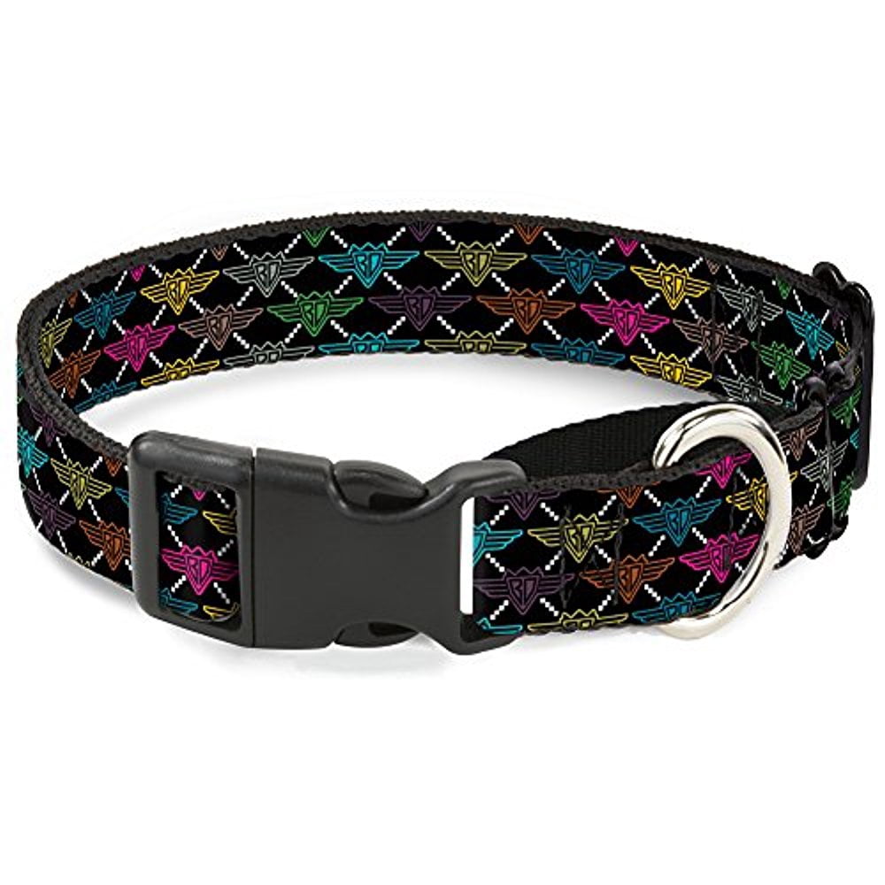 Buckle-Down Bd Monogram Black Multi Neon Martingale Dog Collar
