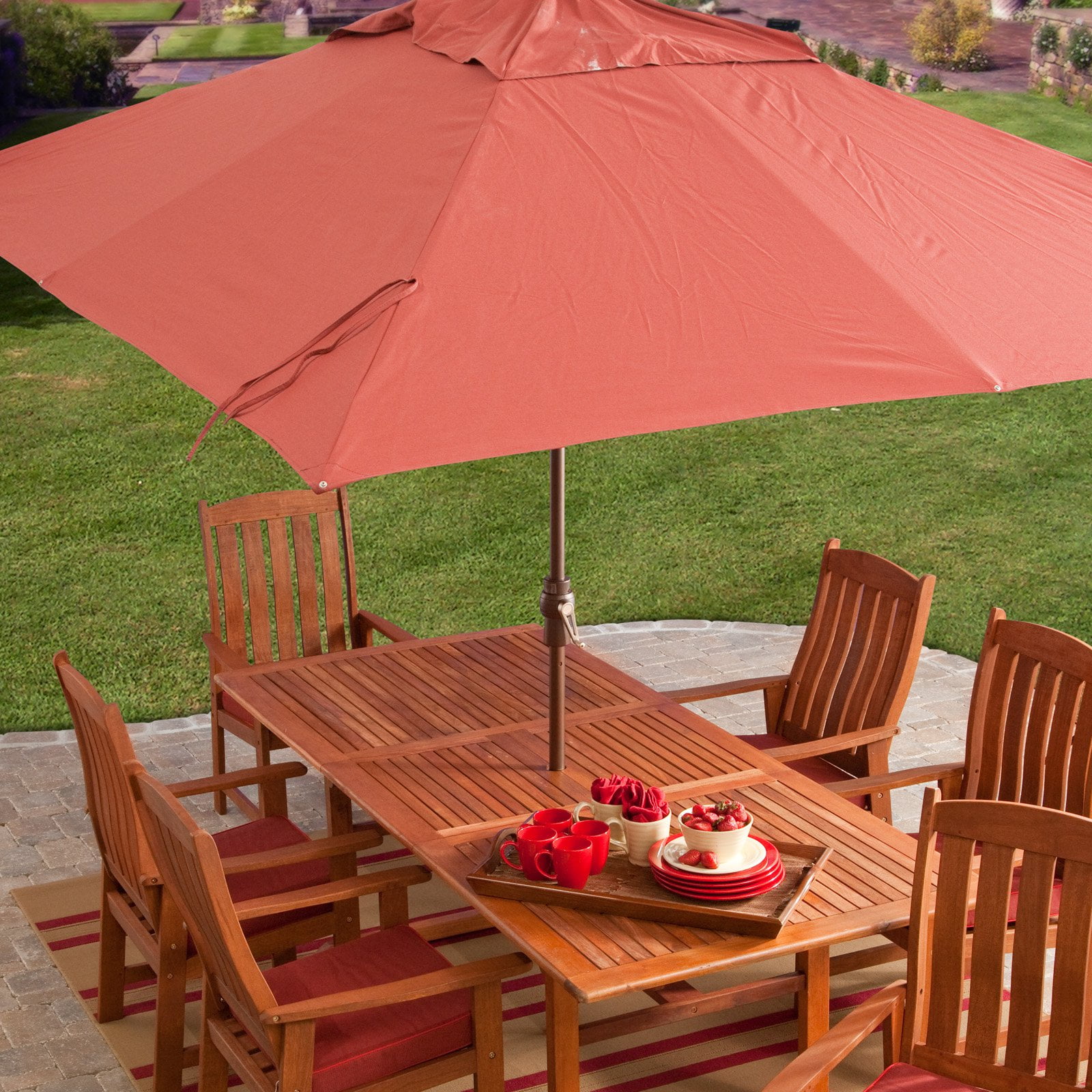 Coral Coast 8 X 11 Ft Aluminum Rectangle Patio Umbrella Walmart Com Walmart Com