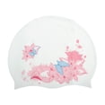 thumbnail image 1 of Ofertas Únicas 1 Pc Gorro de Baño Impermeable de Silicona con Estampado de Flores Rosa Blanco, 1 of 5