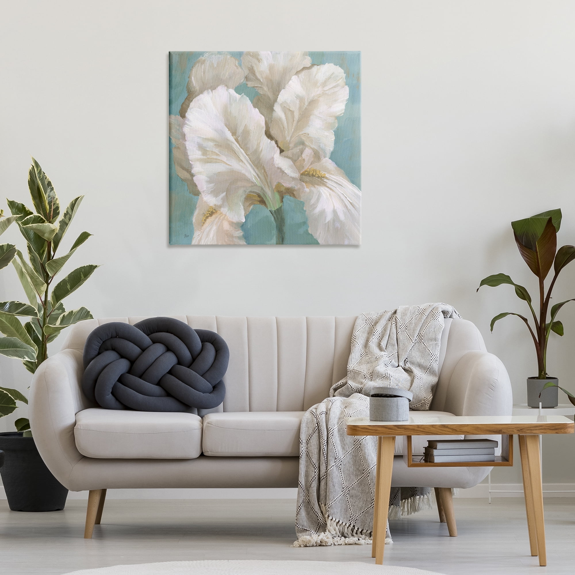 Stupell Industries White Iris Petals Botanical & Floral Painting Gallery Wrapped Canvas Art Print Wall Art, 30 x 30