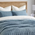 thumbnail image 3 of EVERGRACE Stonewashed Cotton Quilt Set King Size, Ultra Soft Oversized Bedspread Coverlet Set, Lightweight Crinkle Box Stitch Bedding Sets for All Season, with 2 Shams, Sonoma Blue, 3 of 7