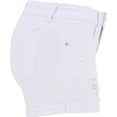 thumbnail image 4 of Women Mid Rise Ripped Stretchy Jeans Shorts Frayed Raw Hem Casual Denim Shorts, 4 of 7