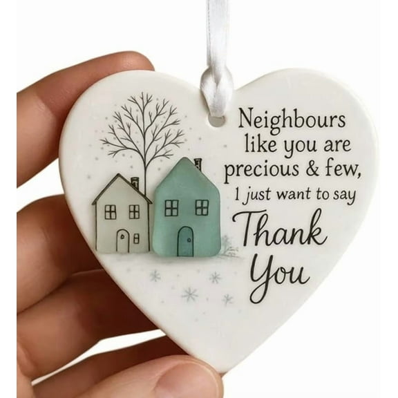 Thank You Neighbours Heart Shaped Ornament, Heart-Shaped Sea Glass Neighbor Christmas Decorations 2025, Neighbours Like You are Precious & Few Appreciation Gifts for Neighbor