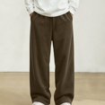 thumbnail image 2 of SGFCWSX Boys Wide Leg Pants, Loose Fit Corduroy Elastic Waist Casual Trousers for School Streetwear Outfits Brown Size 5T, 2 of 9
